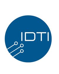 Blaues Logo mit der Aufschrift IDTI und stilisierten Leiterbahnen.