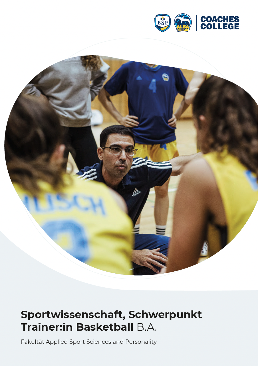 Sportwissenschaft, Schwerpunkt Trainer:in Basketball Bachelorstudium Flyer