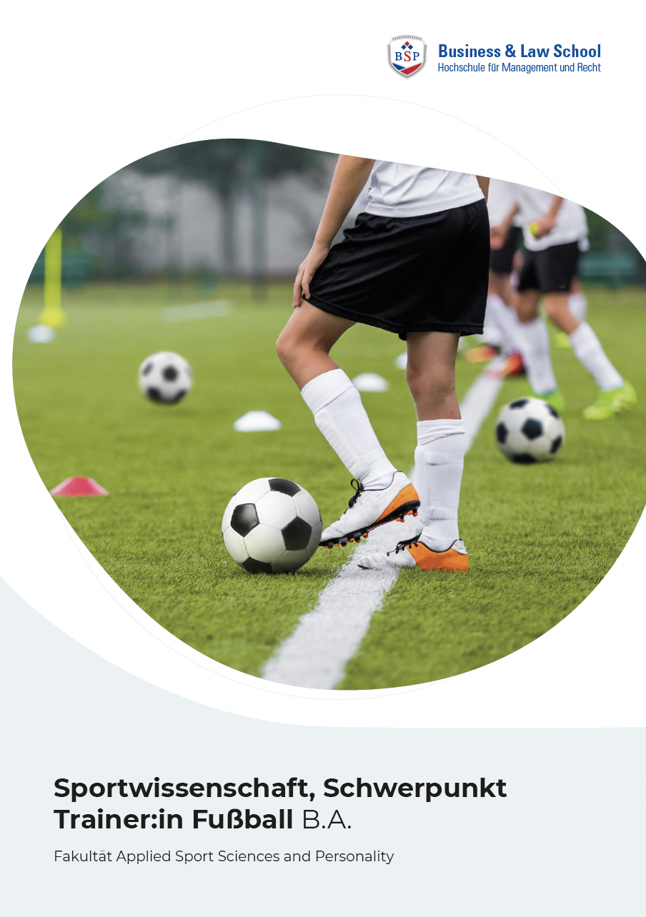 Sportwissenschaft, Schwerpunkt Trainer:in Fußball Bachelorstudium Flyer