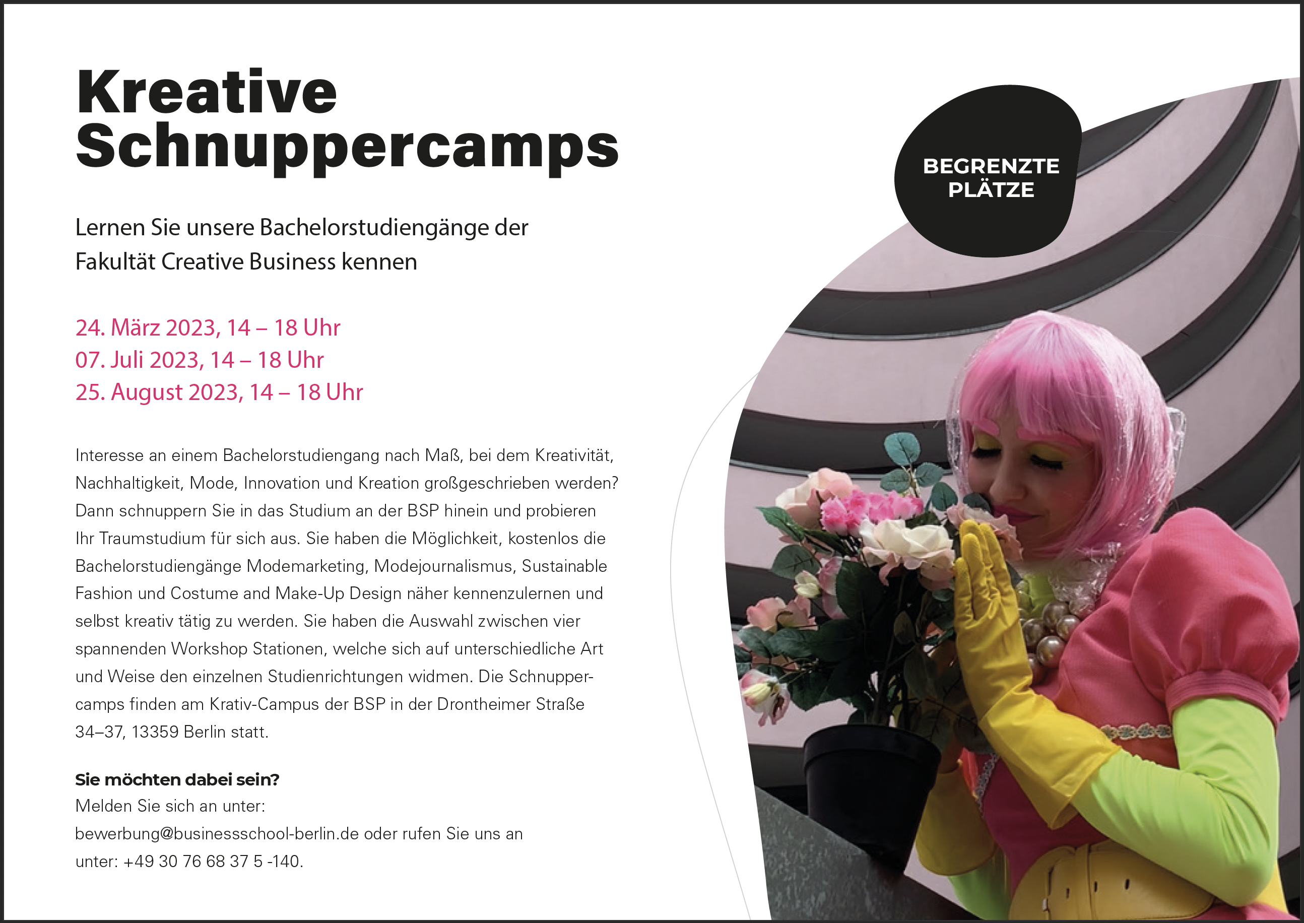 Programm Kreatives Schnuppercamp Bachelor