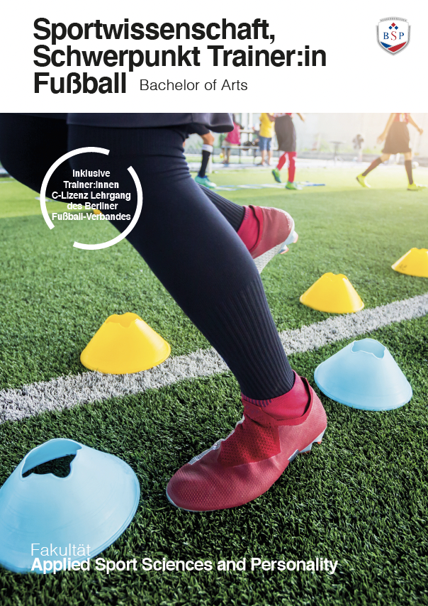 Cover BSP Flyer Sportwissenschaft, Schwerpunkt Trainer:in Fußball B.A.