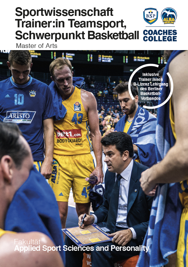 Cover BSP Flyer Sportwissenschaft Trainer:in Teamsport, Schwerpunkt Basketball (M.A.)